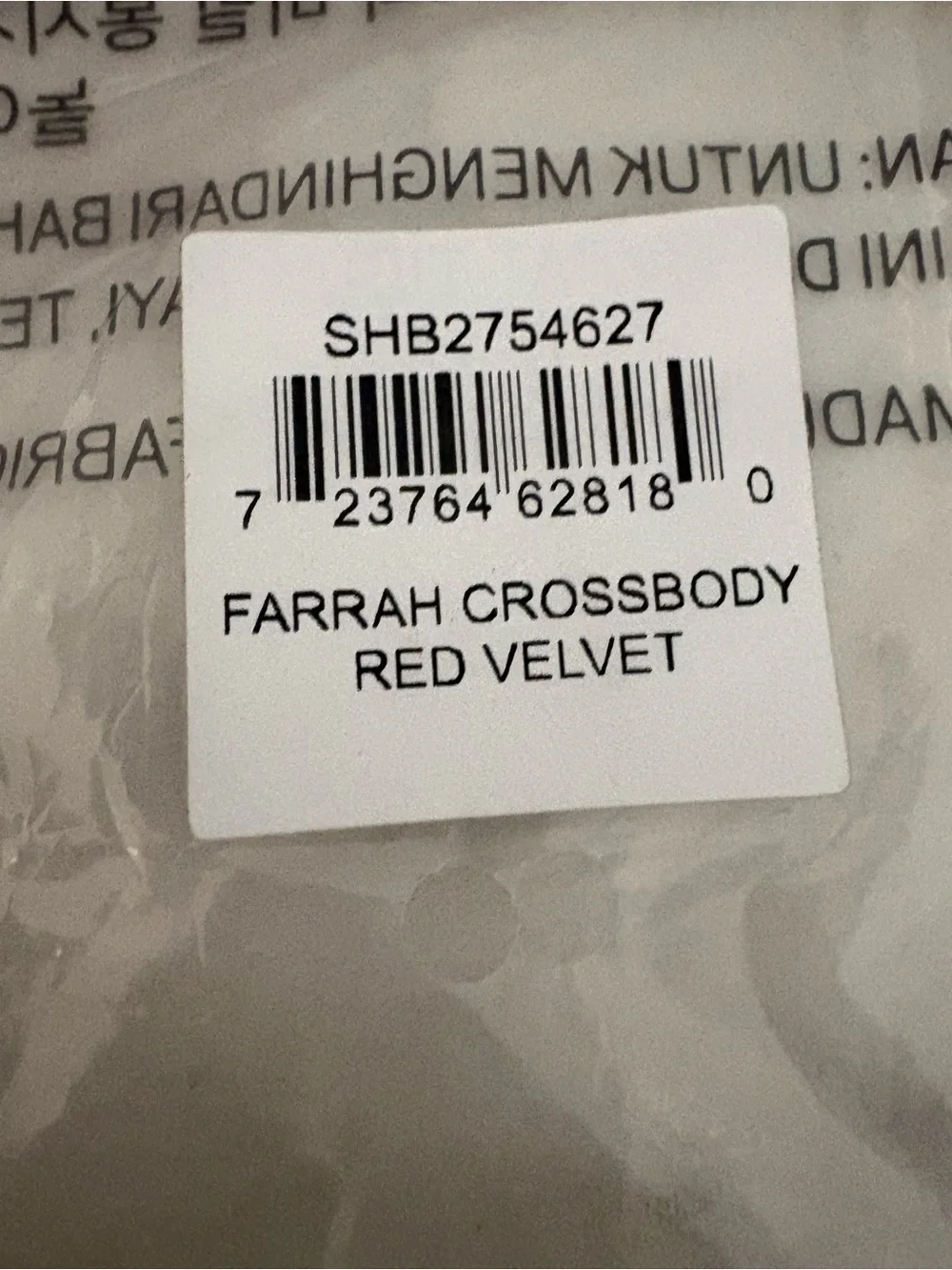 Fossil, Farrah red velvet crossbody, NWT